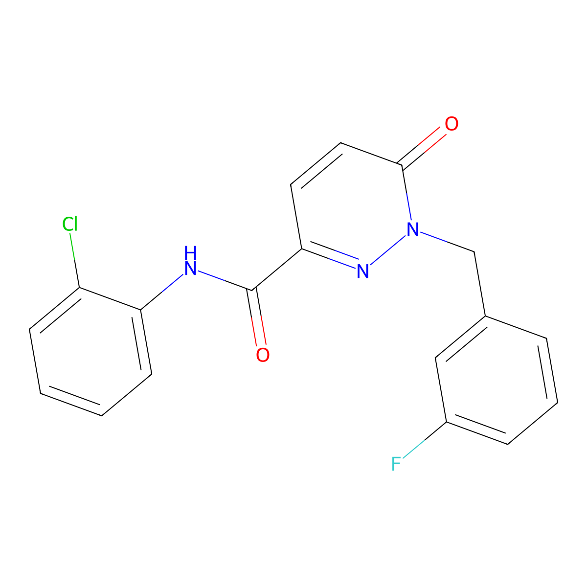 N-(2-chlorophenyl)-1-(3-fluorobenzyl)-6-oxo-1,6-dihydropyridazine-3-carboxamide molecular structure, CAS 1049543-24-9