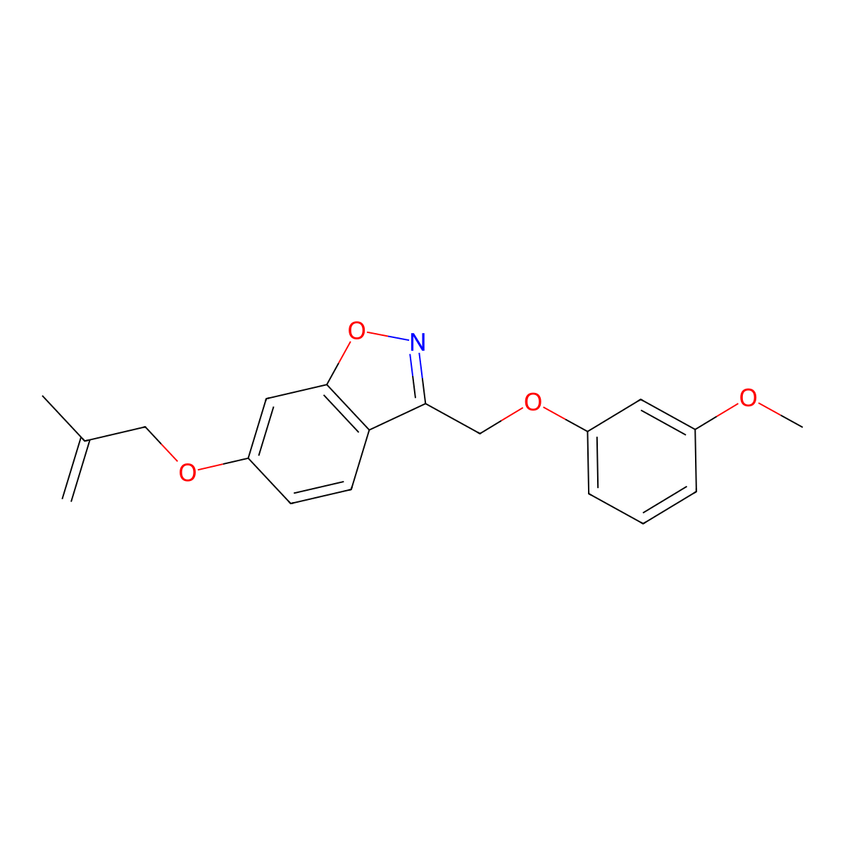 3-[(3-Methoxyphenoxy)methyl]-6-[(2-methylprop-2-en-1-yl)oxy]-1,2-benzoxazole molecular structure, CAS 1049544-87-7