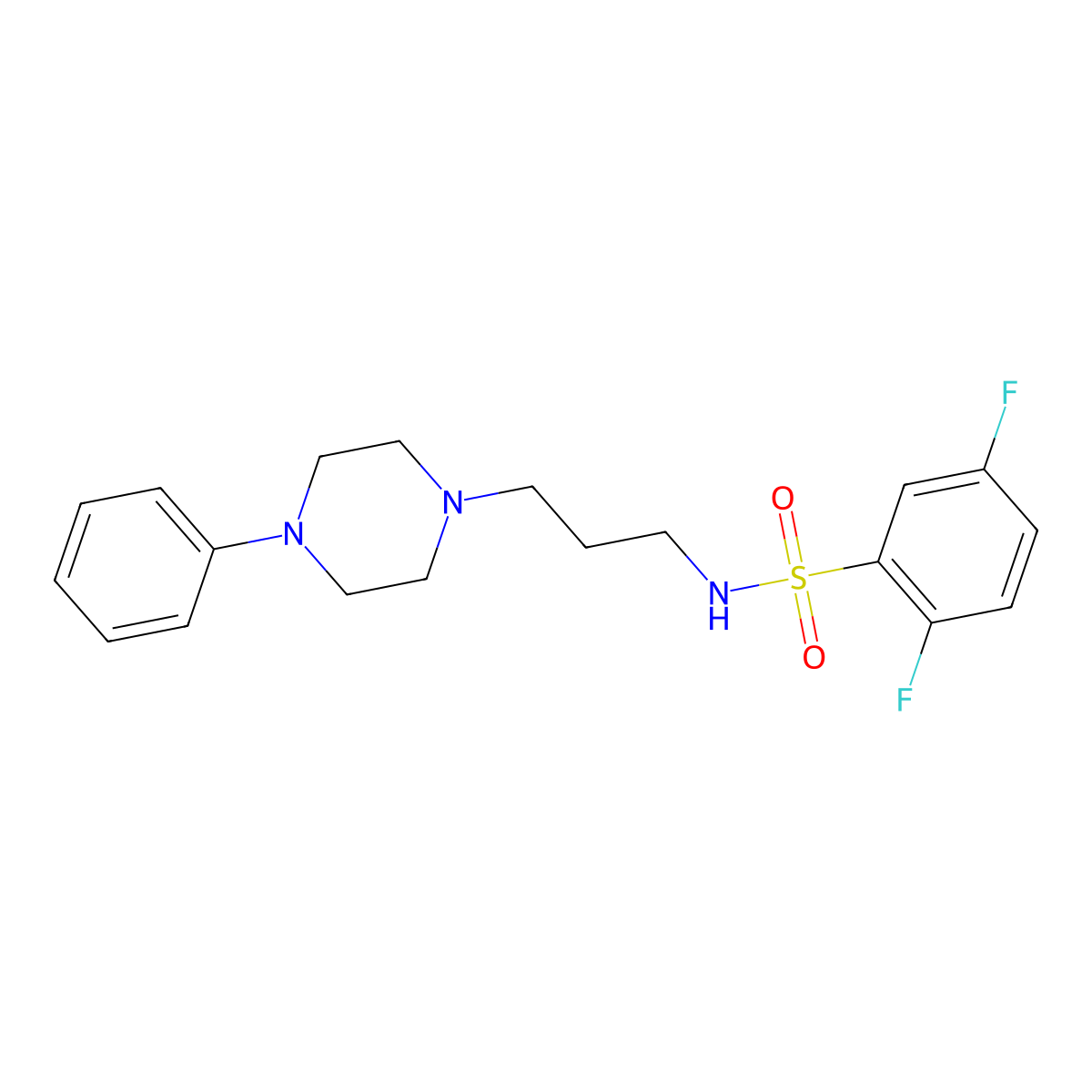 2,5-difluoro-N-(3-(4-phenylpiperazin-1-yl)propyl)benzenesulfonamide molecular structure, CAS 1049549-19-0