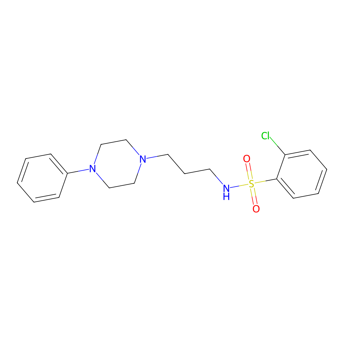 2-chloro-N-(3-(4-phenylpiperazin-1-yl)propyl)benzenesulfonamide molecular structure, CAS 1049549-26-9