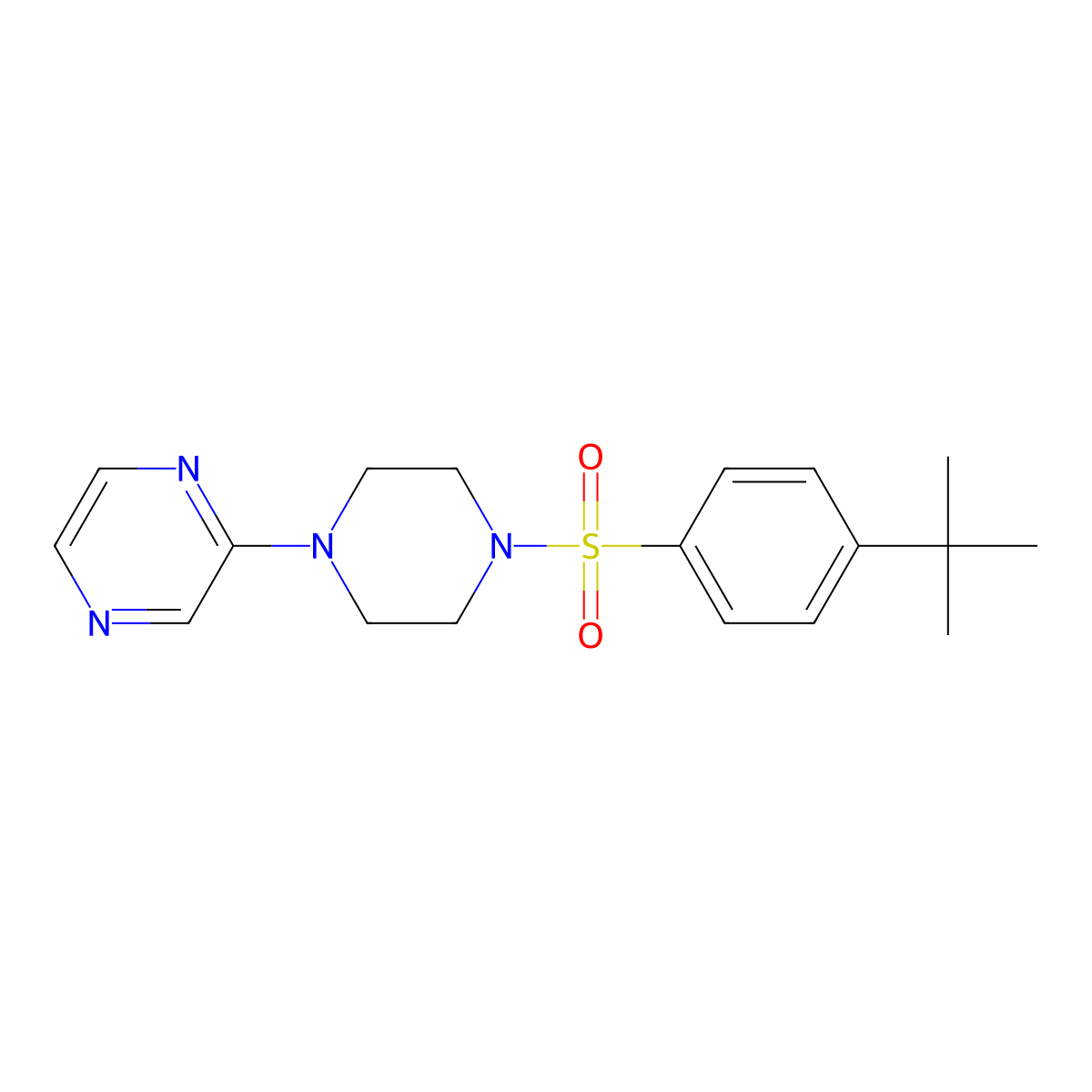 2-[4-(4-Tert-butylbenzenesulfonyl)piperazin-1-yl]pyrazine molecular structure, CAS 1049549-65-6