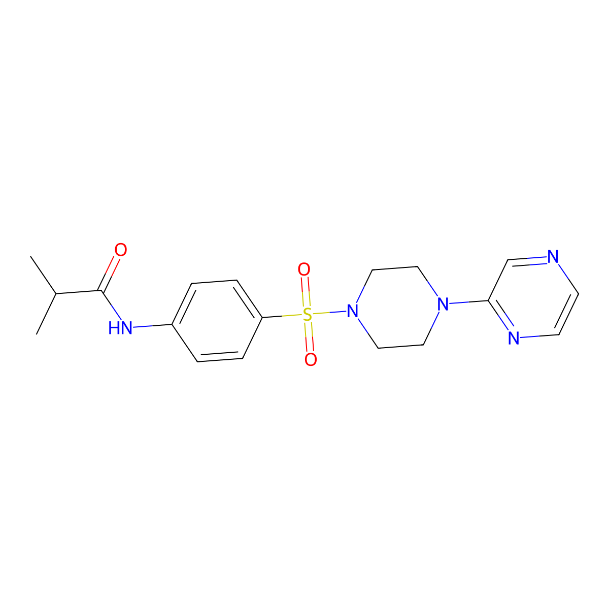 N-(4-((4-(pyrazin-2-yl)piperazin-1-yl)sulfonyl)phenyl)isobutyramide molecular structure, CAS 1049549-71-4