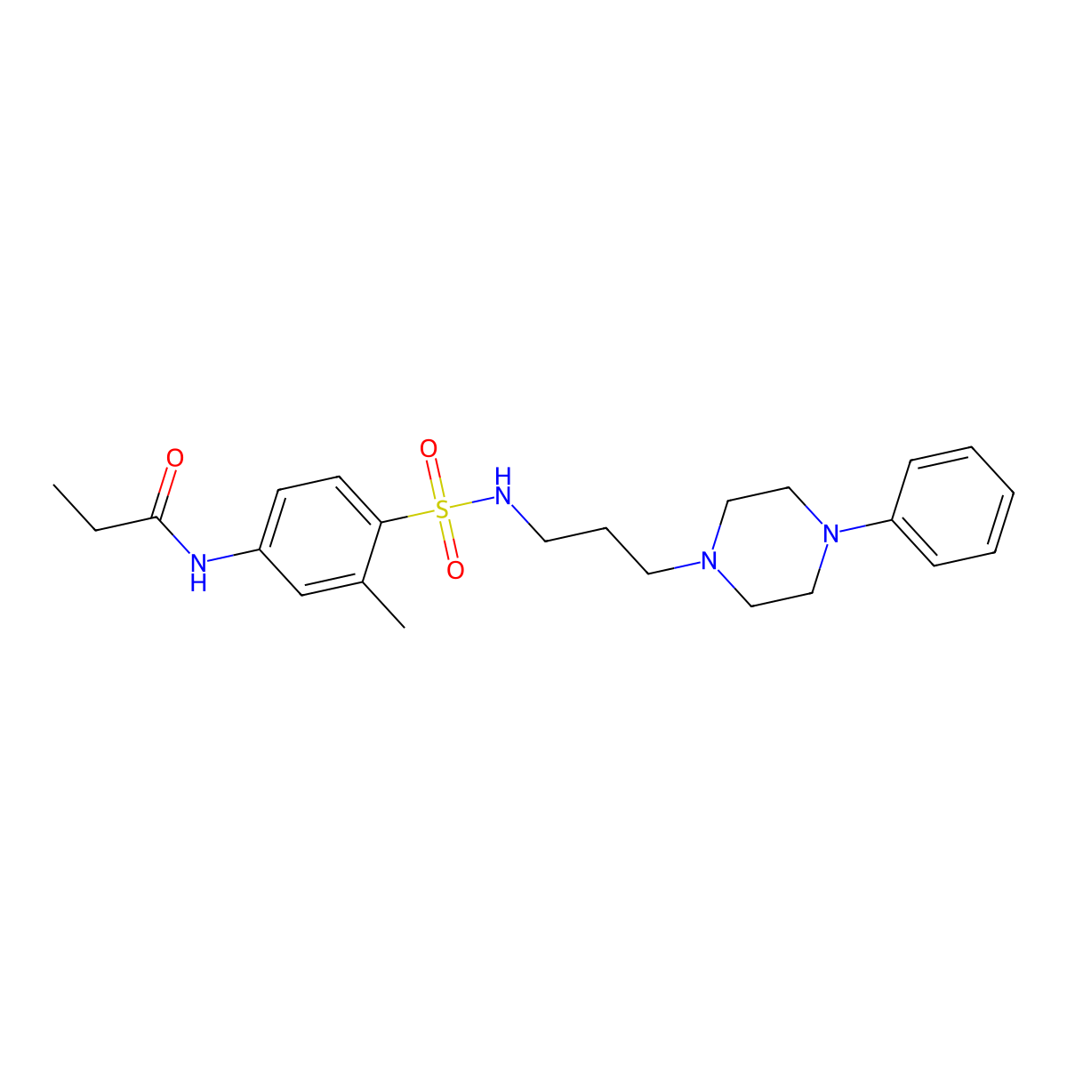 N-(3-methyl-4-(N-(3-(4-phenylpiperazin-1-yl)propyl)sulfamoyl)phenyl)propionamide molecular structure, CAS 1049550-10-8