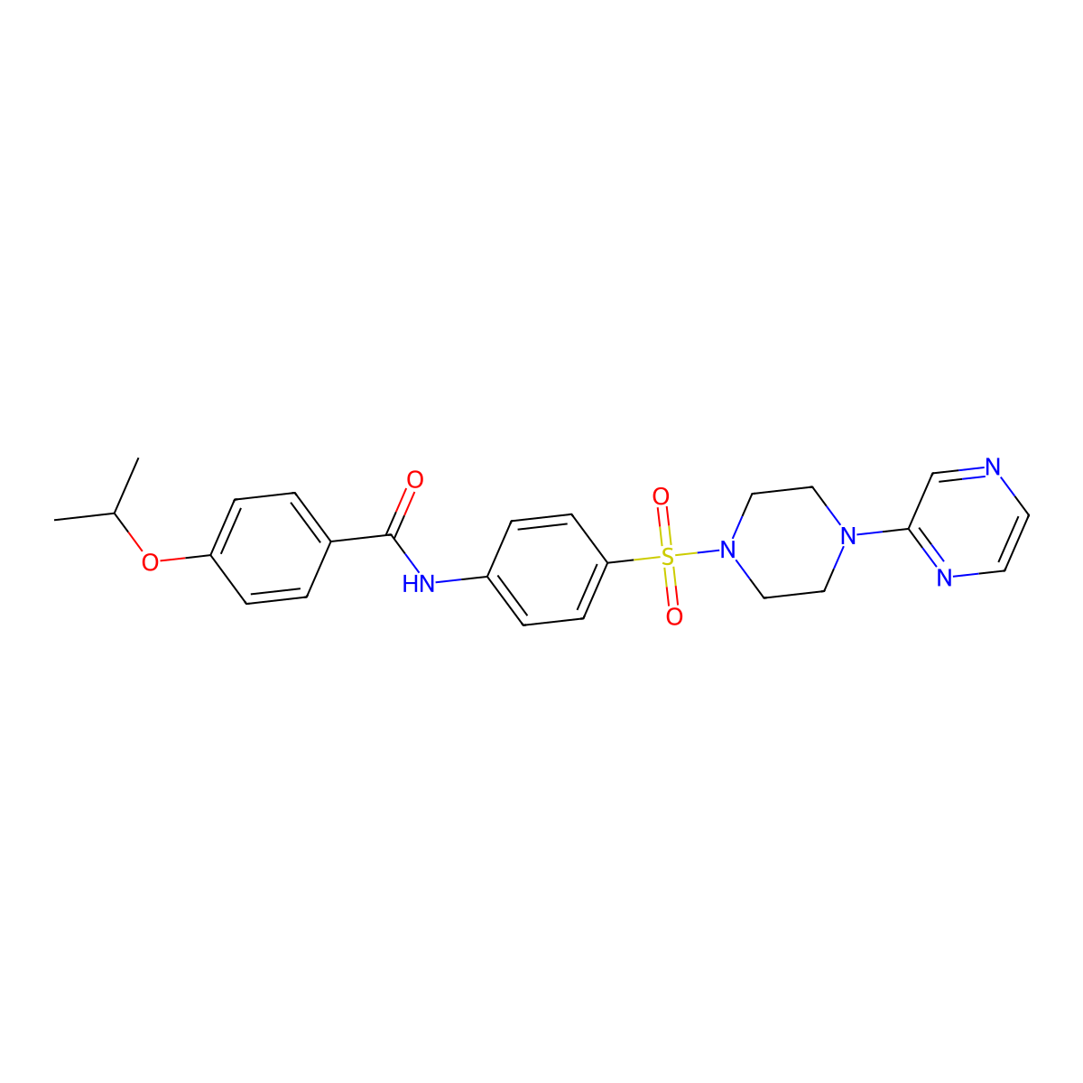 4-isopropoxy-N-(4-((4-(pyrazin-2-yl)piperazin-1-yl)sulfonyl)phenyl)benzamide molecular structure, CAS 1049550-22-2