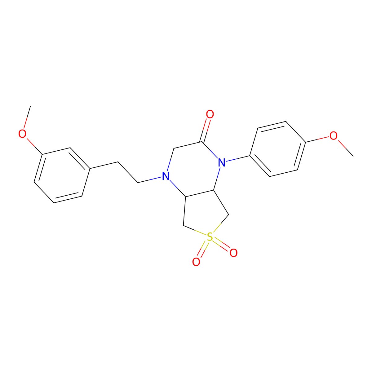4-(3-methoxyphenethyl)-1-(4-methoxyphenyl)hexahydrothieno[3,4-b]pyrazin-2(1H)-one 6,6-dioxide molecular structure, CAS 1049552-15-9
