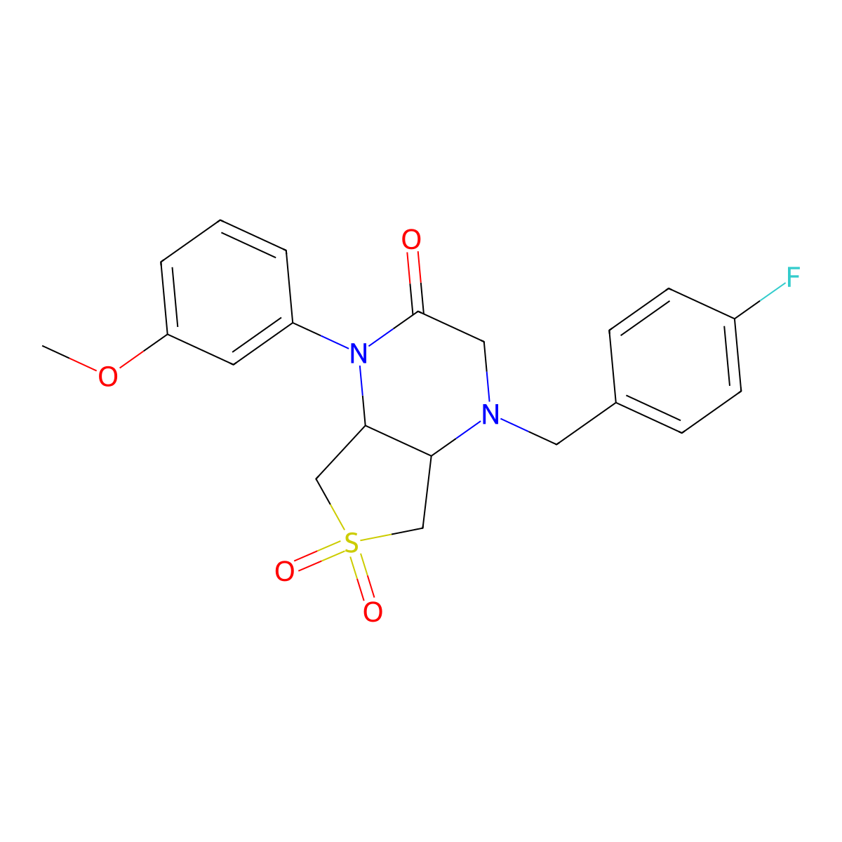 4-(4-fluorobenzyl)-1-(3-methoxyphenyl)hexahydrothieno[3,4-b]pyrazin-2(1H)-one 6,6-dioxide molecular structure, CAS 1049552-50-2