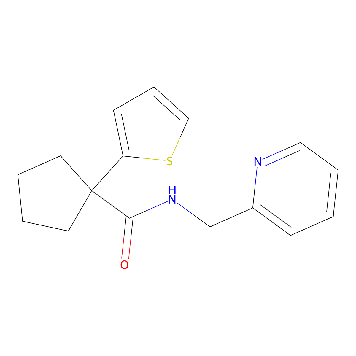 N-(pyridin-2-ylmethyl)-1-(thiophen-2-yl)cyclopentanecarboxamide molecular structure, CAS 1049553-67-4
