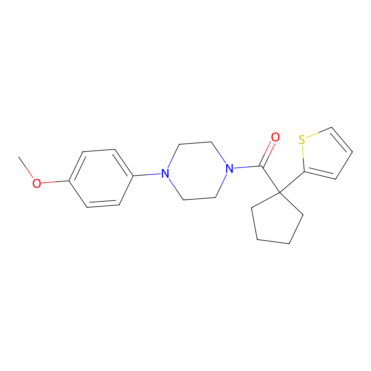 1-(4-Methoxyphenyl)-4-[1-(thiophen-2-yl)cyclopentanecarbonyl]piperazine molecular structure, CAS 1049553-75-4