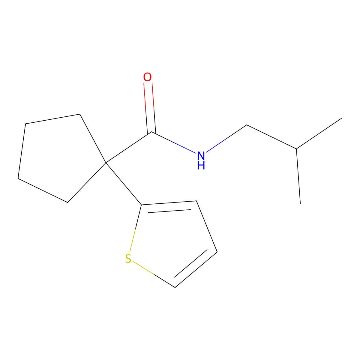 N-isobutyl-1-(thiophen-2-yl)cyclopentanecarboxamide molecular structure, CAS 1049554-61-1