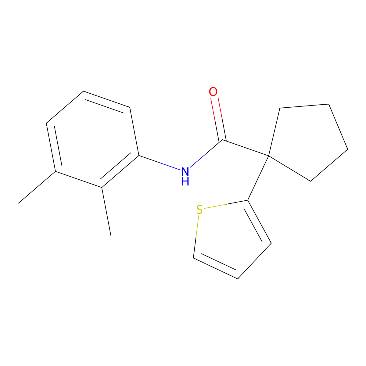 N-(2,3-dimethylphenyl)-1-(thiophen-2-yl)cyclopentanecarboxamide molecular structure, CAS 1049554-69-9