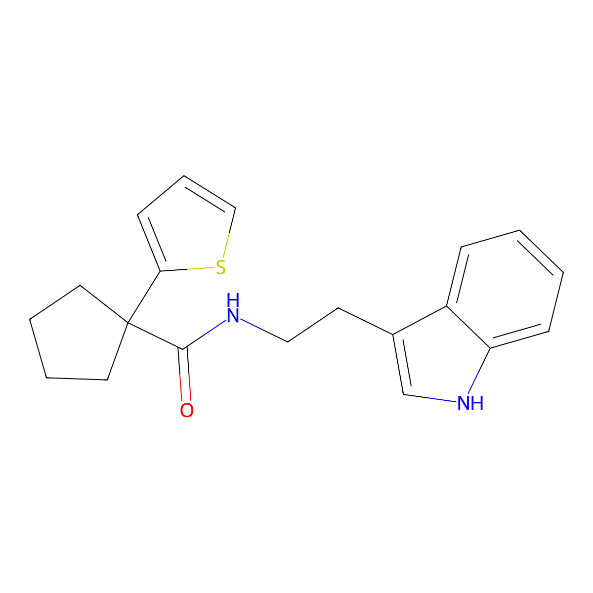 N-(2-(1H-indol-3-yl)ethyl)-1-(thiophen-2-yl)cyclopentanecarboxamide molecular structure, CAS 1049555-65-8