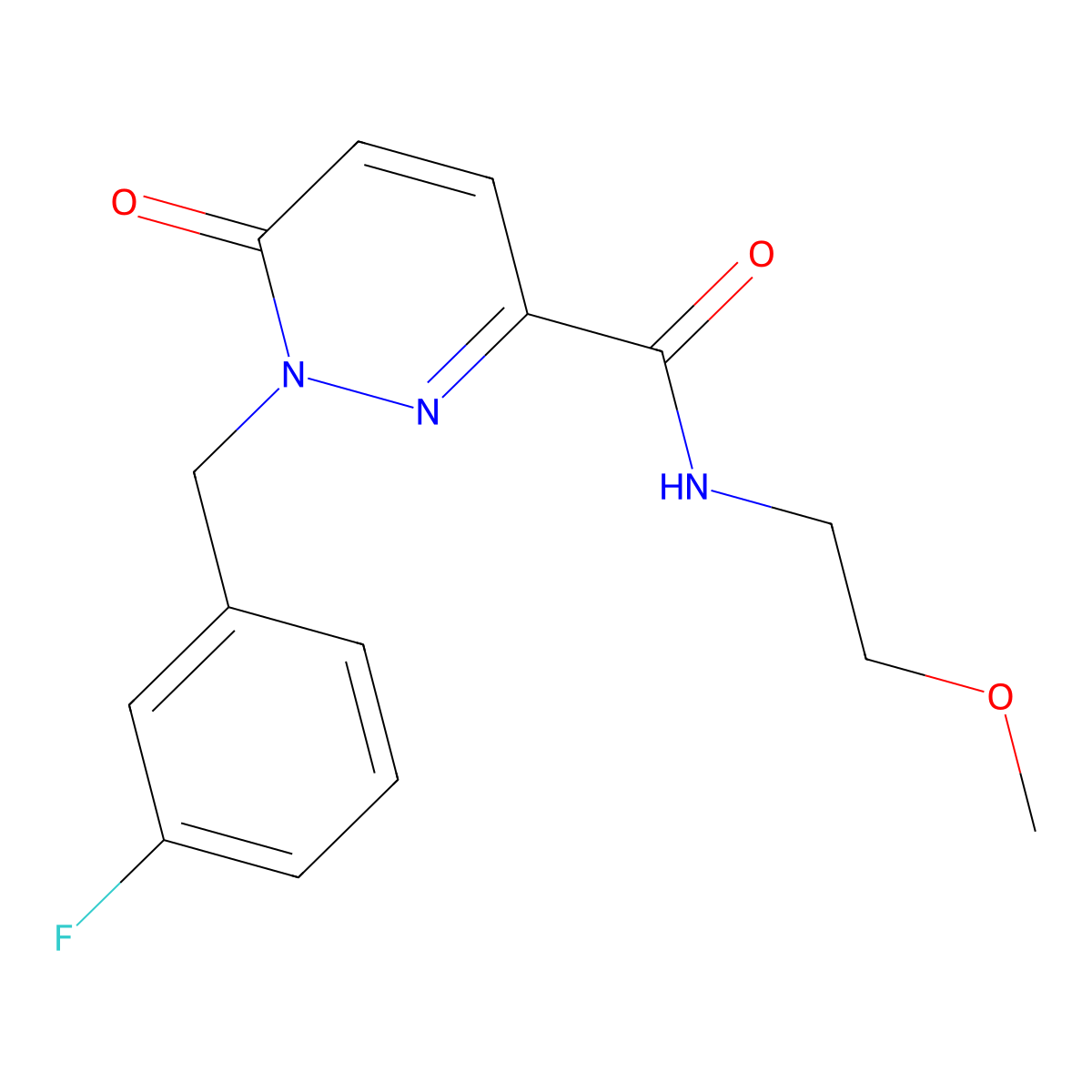 1-(3-fluorobenzyl)-N-(2-methoxyethyl)-6-oxo-1,6-dihydropyridazine-3-carboxamide molecular structure, CAS 1049559-73-0