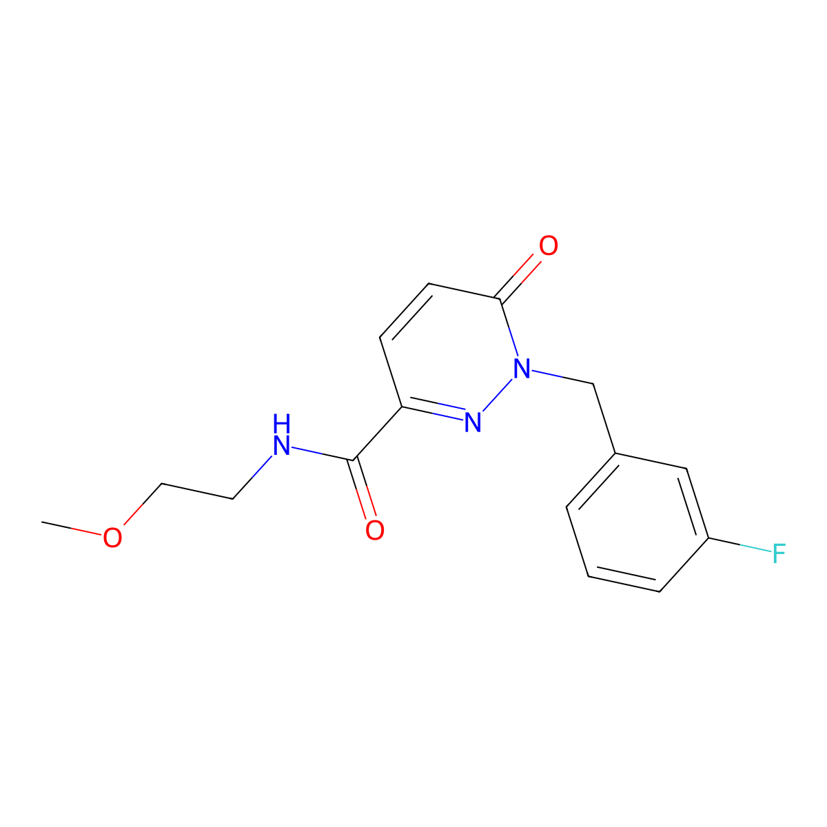 1-(3-fluorobenzyl)-N-(2-methoxyethyl)-6-oxo-1,6-dihydropyridazine-3-carboxamide molecular structure, CAS 1049559-73-0