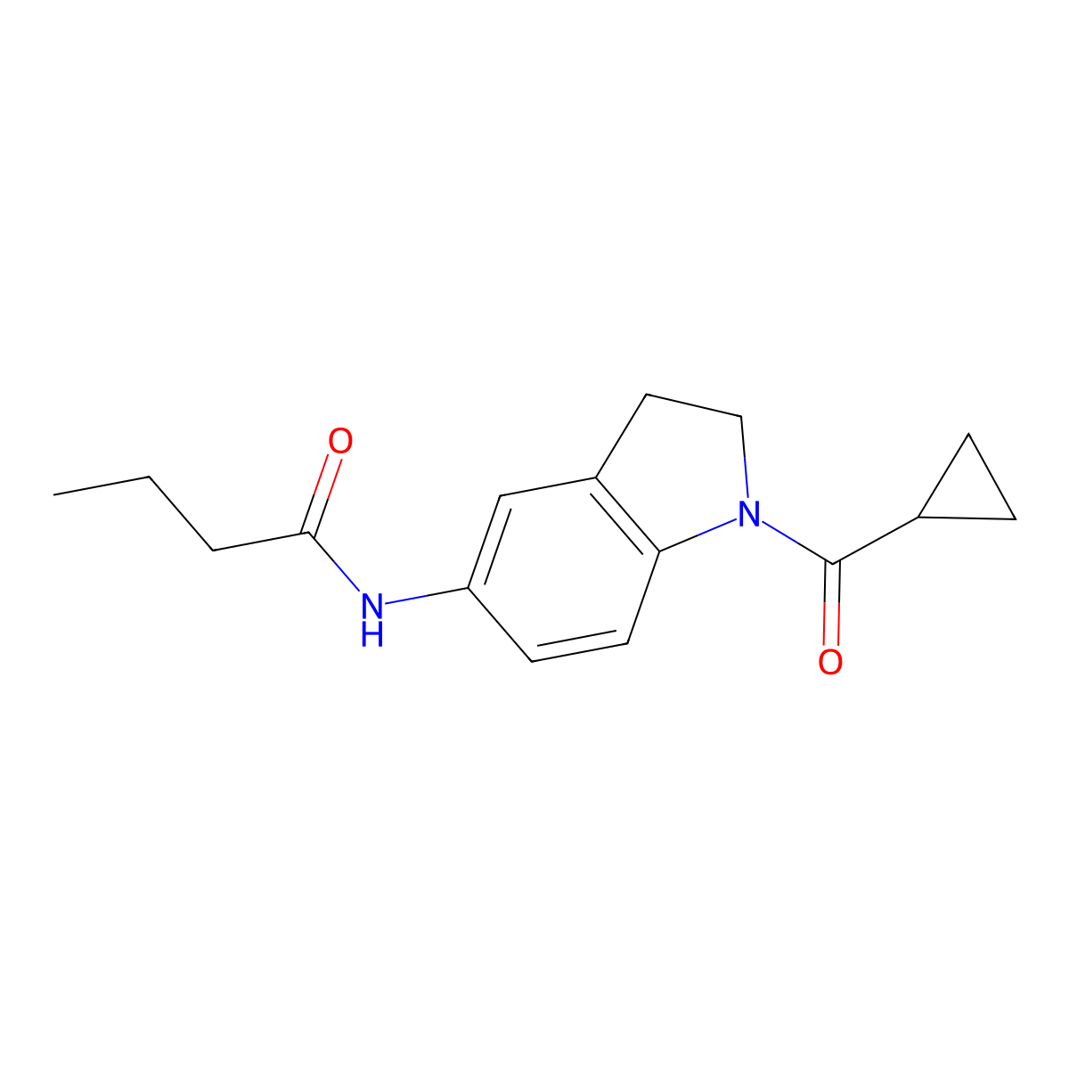 N-(1-cyclopropanecarbonyl-2,3-dihydro-1H-indol-5-yl)butanamide molecular structure, CAS 1049561-87-6