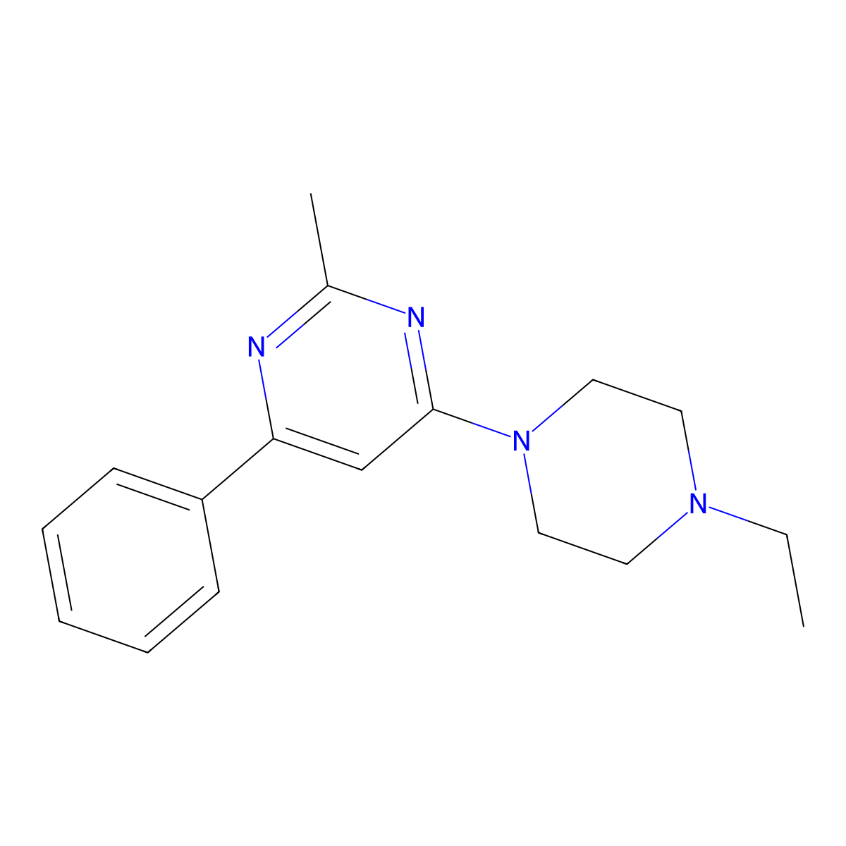 4-(4-Ethylpiperazin-1-yl)-2-methyl-6-phenylpyrimidine molecular structure, CAS 1049561-90-1