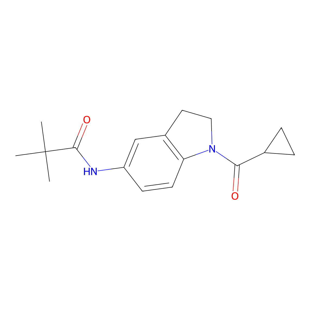 N-(1-(cyclopropanecarbonyl)indolin-5-yl)pivalamide molecular structure, CAS 1049562-38-0