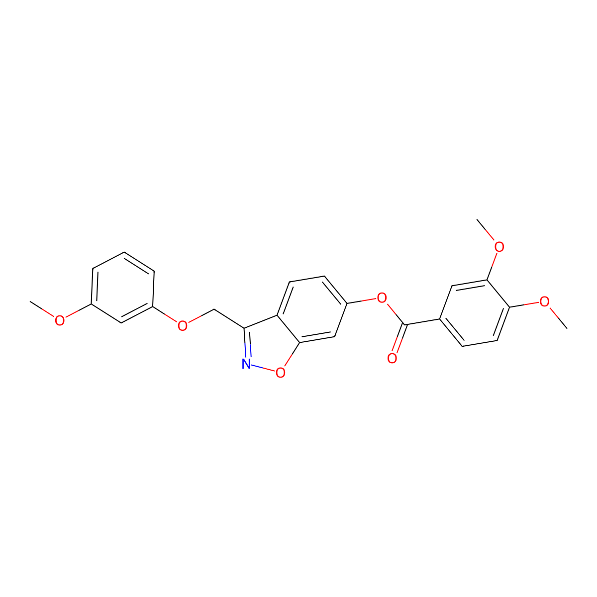 3-[(3-Methoxyphenoxy)methyl]-1,2-benzisoxazol-6-yl 3,4-dimethoxybenzoate molecular structure, CAS 1049562-58-4
