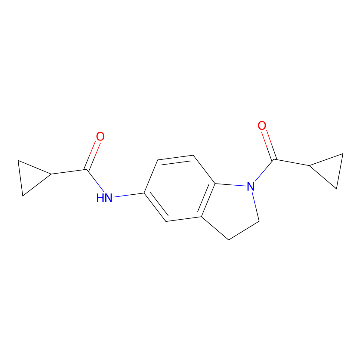 N-(1-(cyclopropanecarbonyl)indolin-5-yl)cyclopropanecarboxamide molecular structure, CAS 1049562-62-0