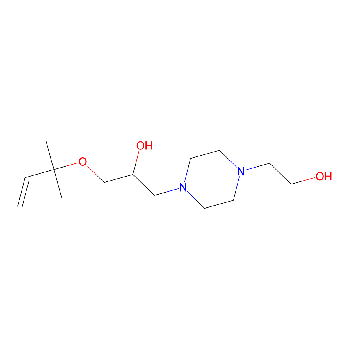 1-[(1,1-Dimethyl-2-propen-1-yl)oxy]-3-[4-(2-hydroxyethyl)-1-piperazinyl]-2-propanol dihydrochloride molecular structure, CAS 1049562-73-3