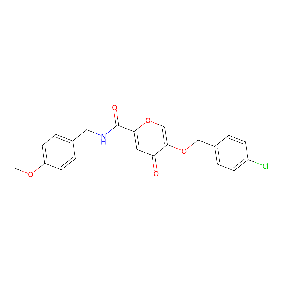 5-[(4-chlorobenzyl)oxy]-N-(4-methoxybenzyl)-4-oxo-4H-pyran-2-carboxamide molecular structure, CAS 1049564-36-4
