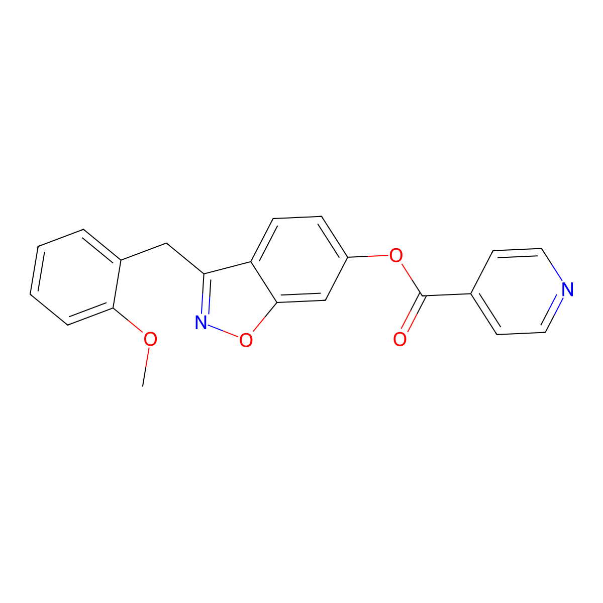 3-(2-Methoxybenzyl)-1,2-benzisoxazol-6-yl isonicotinate molecular structure, CAS 1049564-53-5