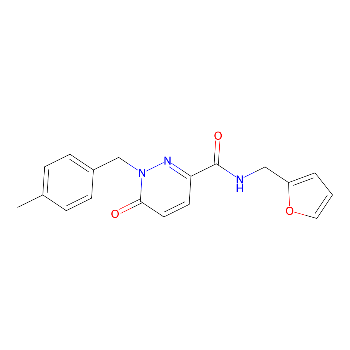 N-[(furan-2-yl)methyl]-1-[(4-methylphenyl)methyl]-6-oxo-1,6-dihydropyridazine-3-carboxamide molecular structure, CAS 1049566-77-9