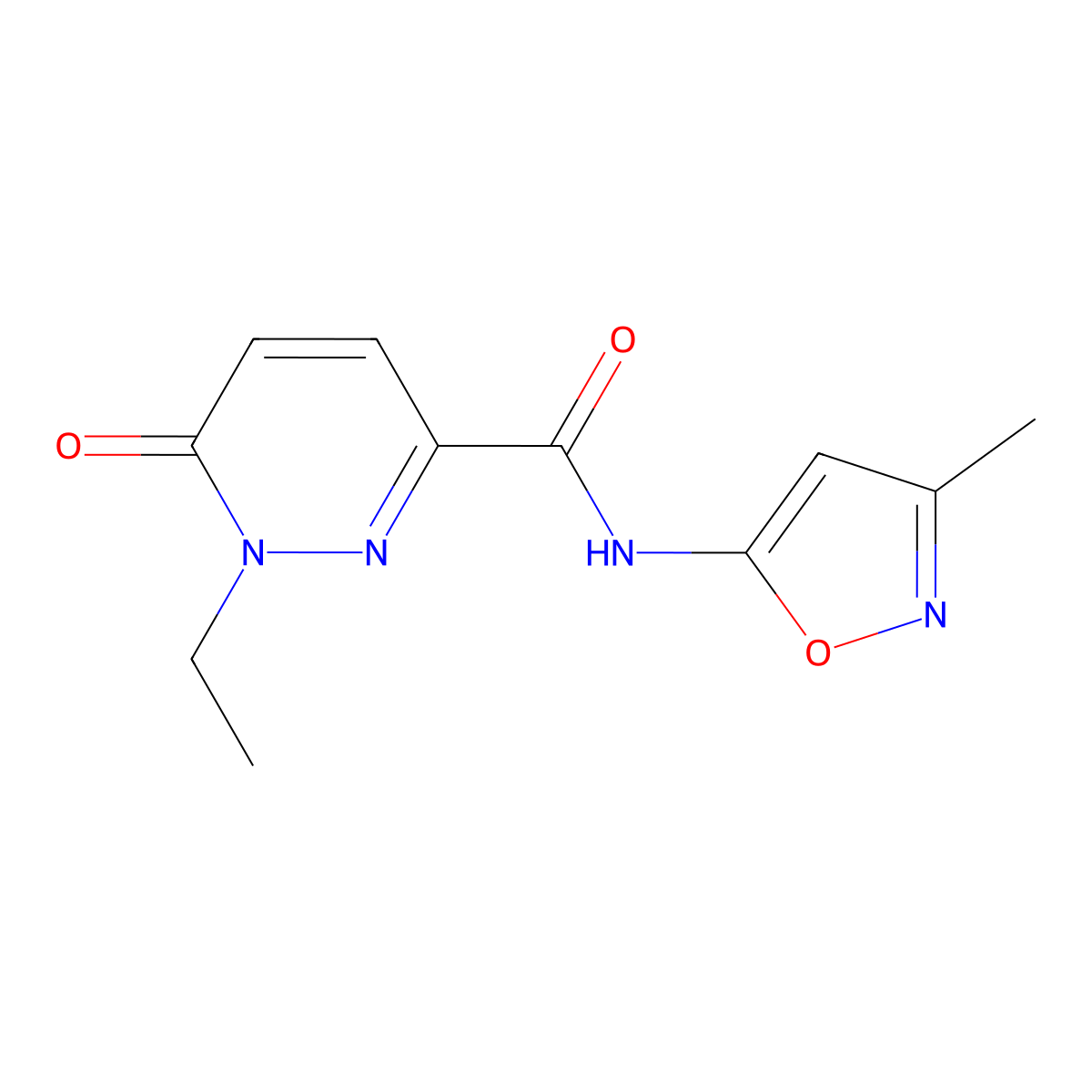 1-ethyl-N-(3-methylisoxazol-5-yl)-6-oxo-1,6-dihydropyridazine-3-carboxamide molecular structure, CAS 1049572-60-2