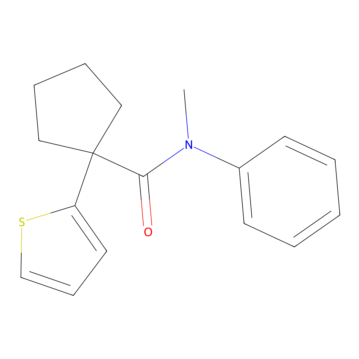N-methyl-N-phenyl-1-(thiophen-2-yl)cyclopentanecarboxamide molecular structure, CAS 1049573-61-6