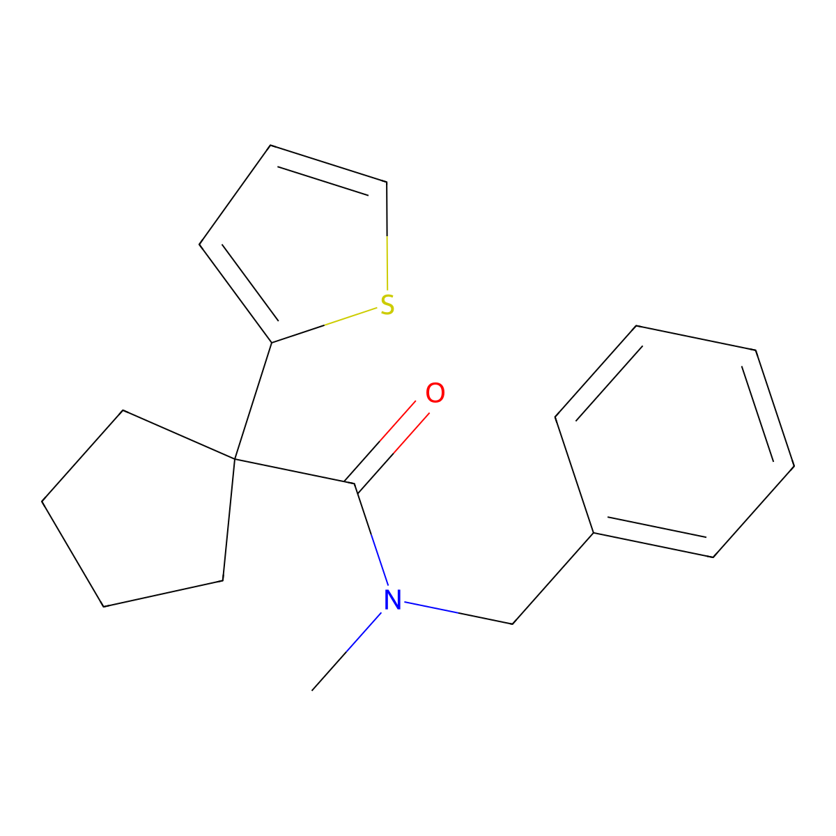 N-benzyl-N-methyl-1-(thiophen-2-yl)cyclopentanecarboxamide molecular structure, CAS 1049573-93-4