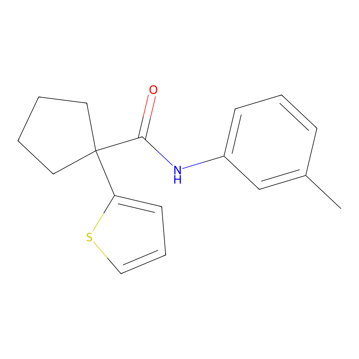 1-(thiophen-2-yl)-N-(m-tolyl)cyclopentanecarboxamide molecular structure, CAS 1049574-88-0