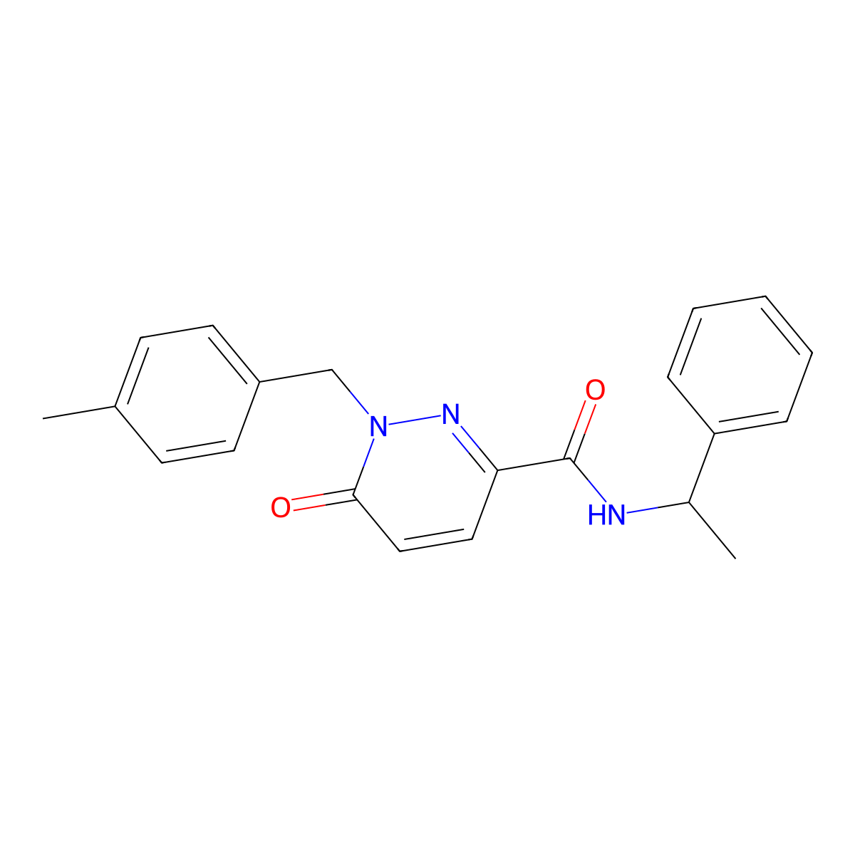 1-[(4-methylphenyl)methyl]-6-oxo-N-(1-phenylethyl)-1,6-dihydropyridazine-3-carboxamide molecular structure, CAS 1049574-93-7