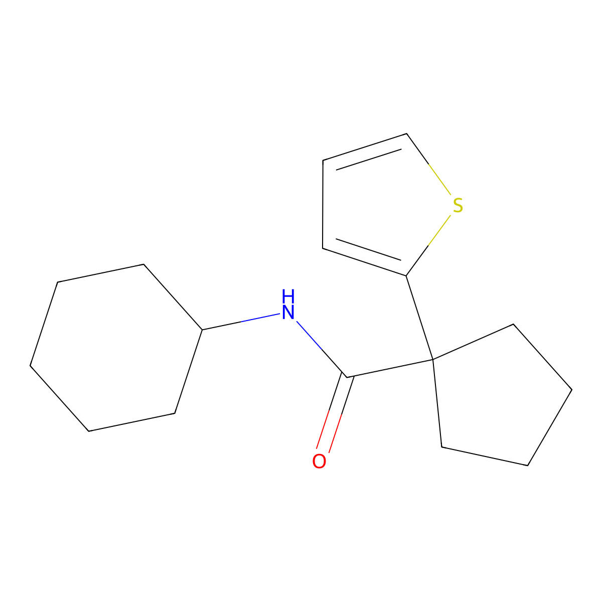 N-cyclohexyl-1-(thiophen-2-yl)cyclopentanecarboxamide molecular structure, CAS 1049575-04-3