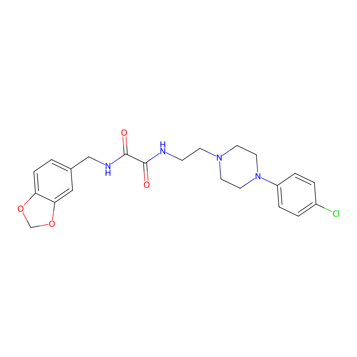 N1-(benzo[d][1,3]dioxol-5-ylmethyl)-N2-(2-(4-(4-chlorophenyl)piperazin-1-yl)ethyl)oxalamide molecular structure, CAS 1049577-29-8