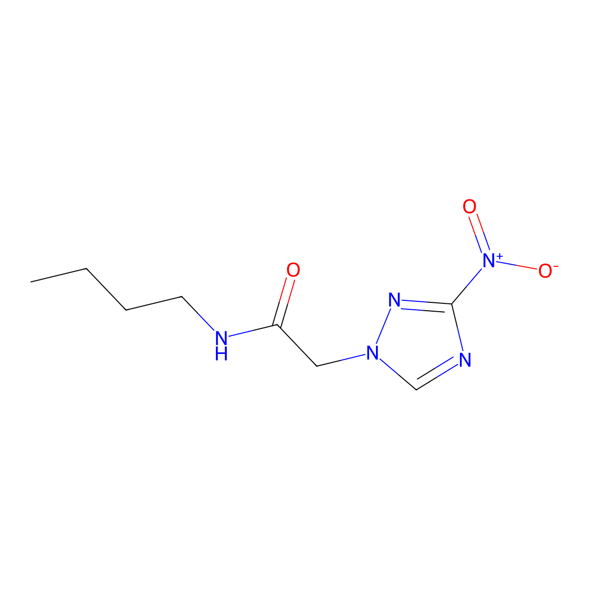 N-butyl-2-(3-nitro-1H-1,2,4-triazol-1-yl)acetamide molecular structure, CAS 104958-89-6
