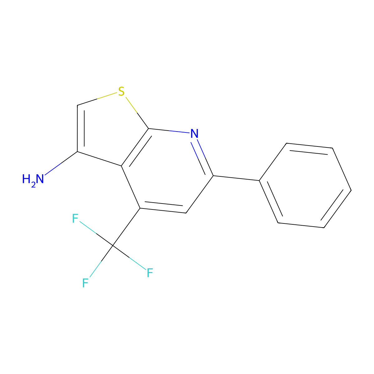 6-Phenyl-4-(trifluoromethyl)thieno[2,3-b]pyridin-3-amine molecular structure, CAS 104960-57-8
