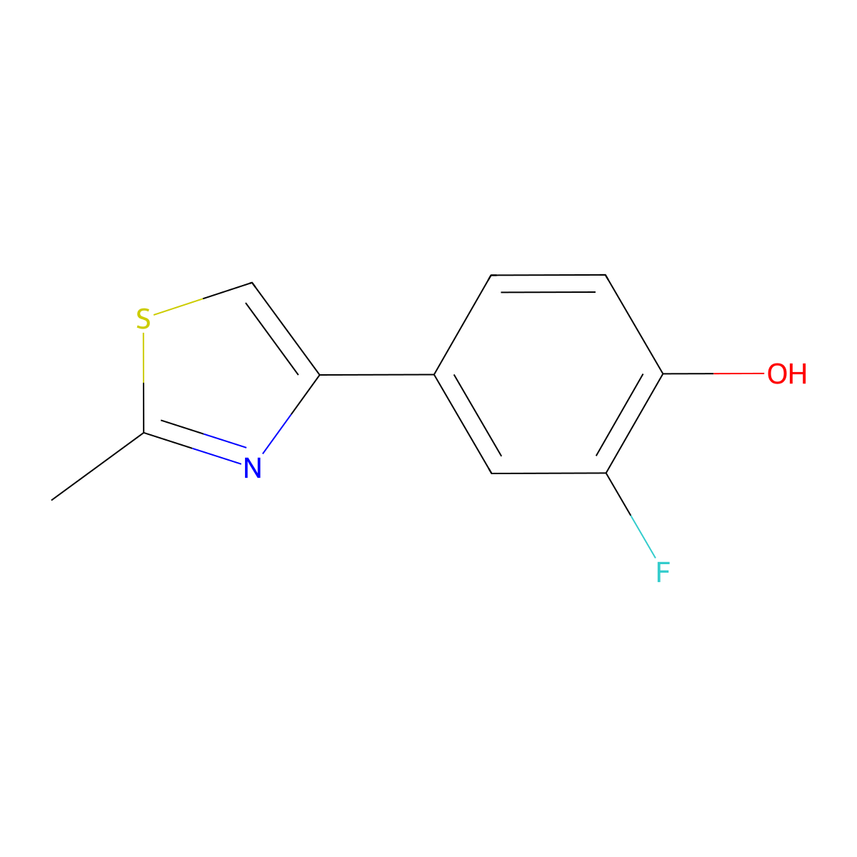 2-Fluoro-4-(2-methyl-4-thiazolyl)phenol molecular structure, CAS 1049605-13-1