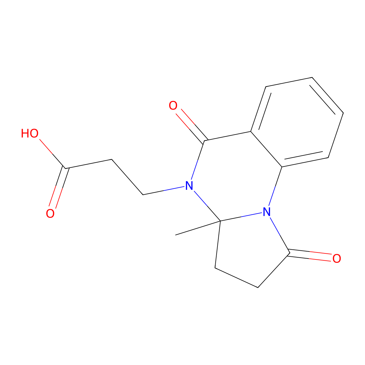 3-{3a-methyl-1,5-dioxo-1H,2H,3H,3aH,4H,5H-pyrrolo[1,2-a]quinazolin-4-yl}propanoic acid molecular structure, CAS 1049605-28-8