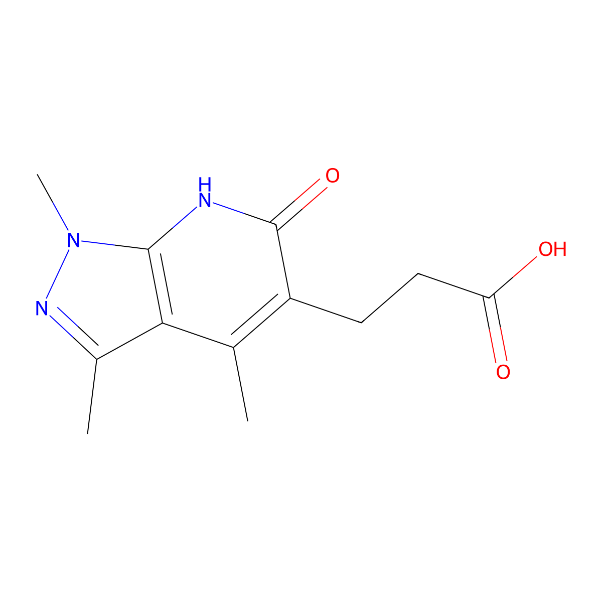 3-{1,3,4-trimethyl-6-oxo-1H,6H,7H-pyrazolo[3,4-b]pyridin-5-yl}propanoic acid molecular structure, CAS 1049605-66-4