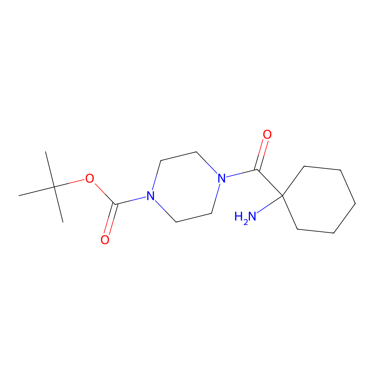 Tert-butyl 4-(1-aminocyclohexanecarbonyl)piperazine-1-carboxylate molecular structure, CAS 1049605-80-2