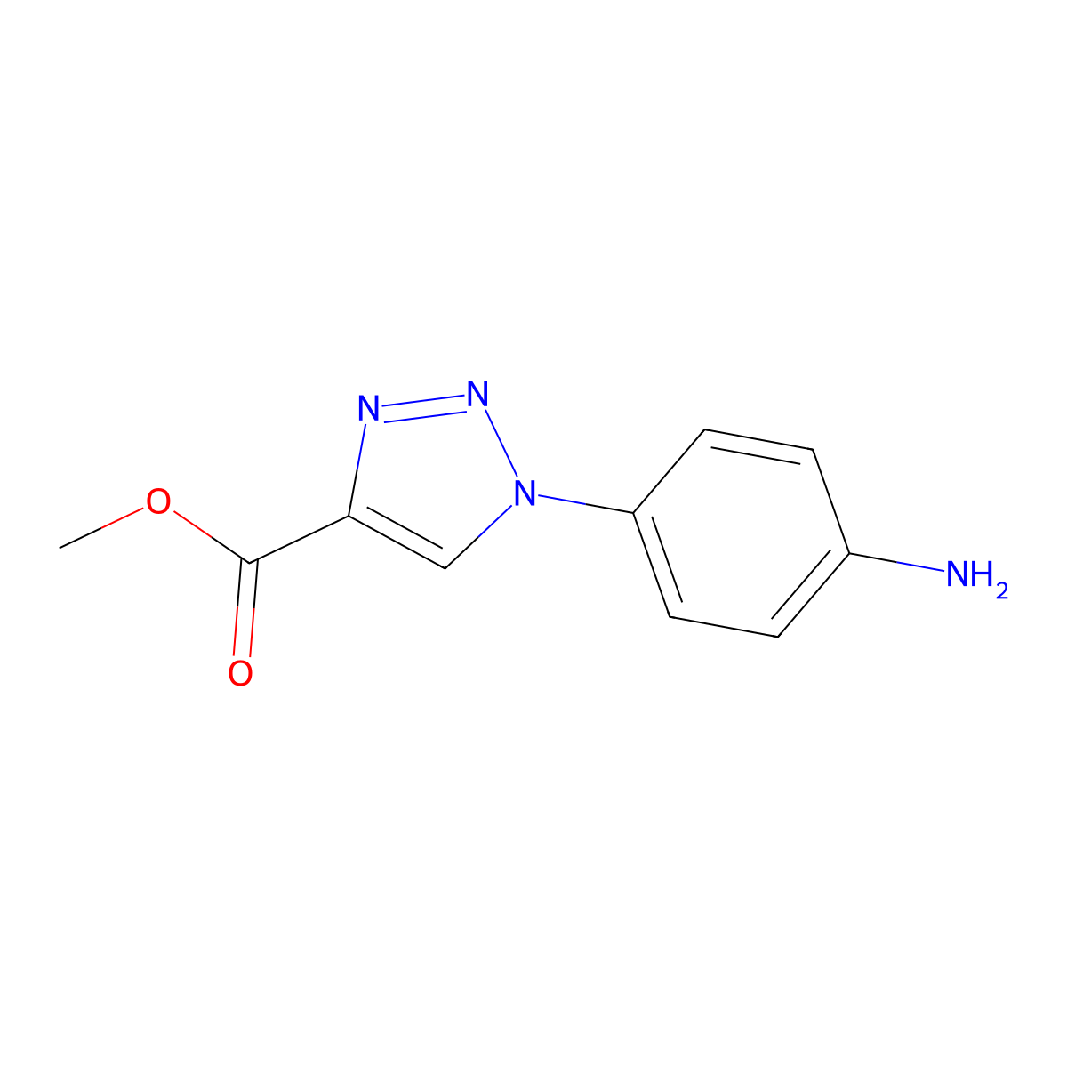 methyl 1-(4-aminophenyl)-1H-1,2,3-triazole-4-carboxylate molecular structure, CAS 1049605-94-8