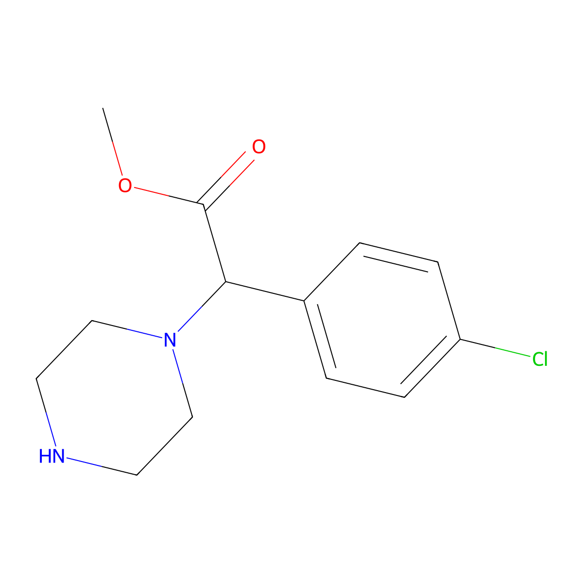 Methyl (4-chlorophenyl)(piperazin-1-yl)acetate molecular structure, CAS 1049606-14-5