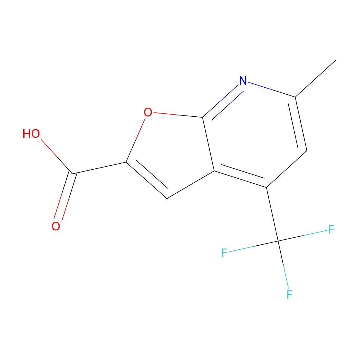 6-Methyl-4-(trifluoromethyl)furo(2,3-b)pyridine-2-carboxylic acid molecular structure, CAS 1049606-20-3