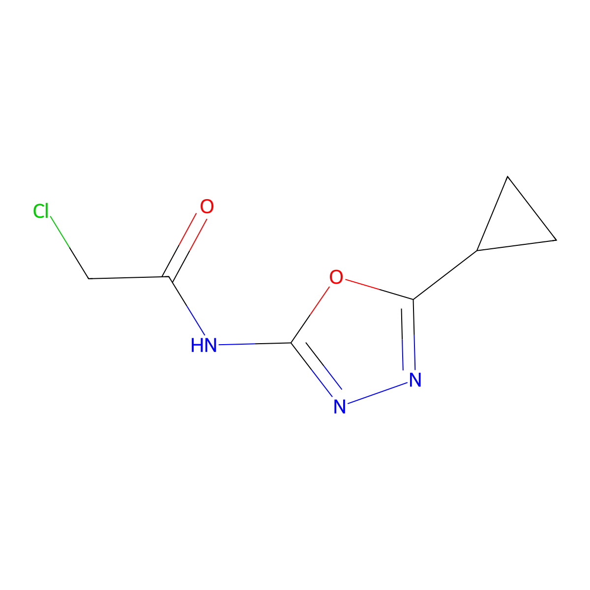 2-chloro-N-(5-cyclopropyl-1,3,4-oxadiazol-2-yl)acetamide molecular structure, CAS 1049606-26-9