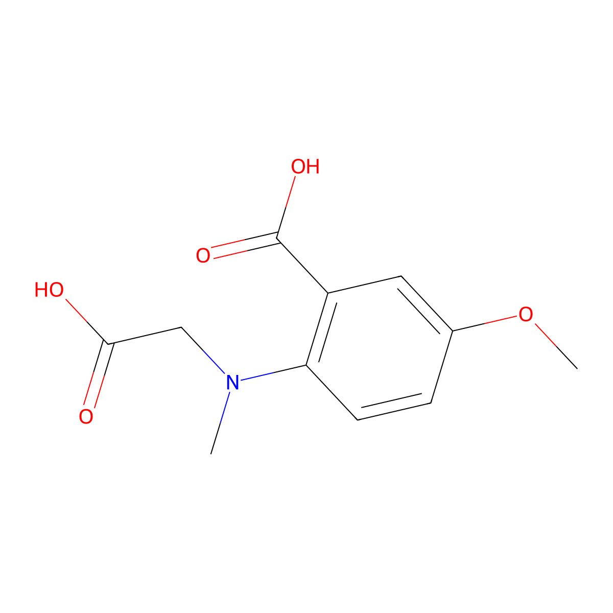 Benzoic acid, 2-[(carboxymethyl)methylamino]-5-methoxy- molecular structure, CAS 104961-12-8