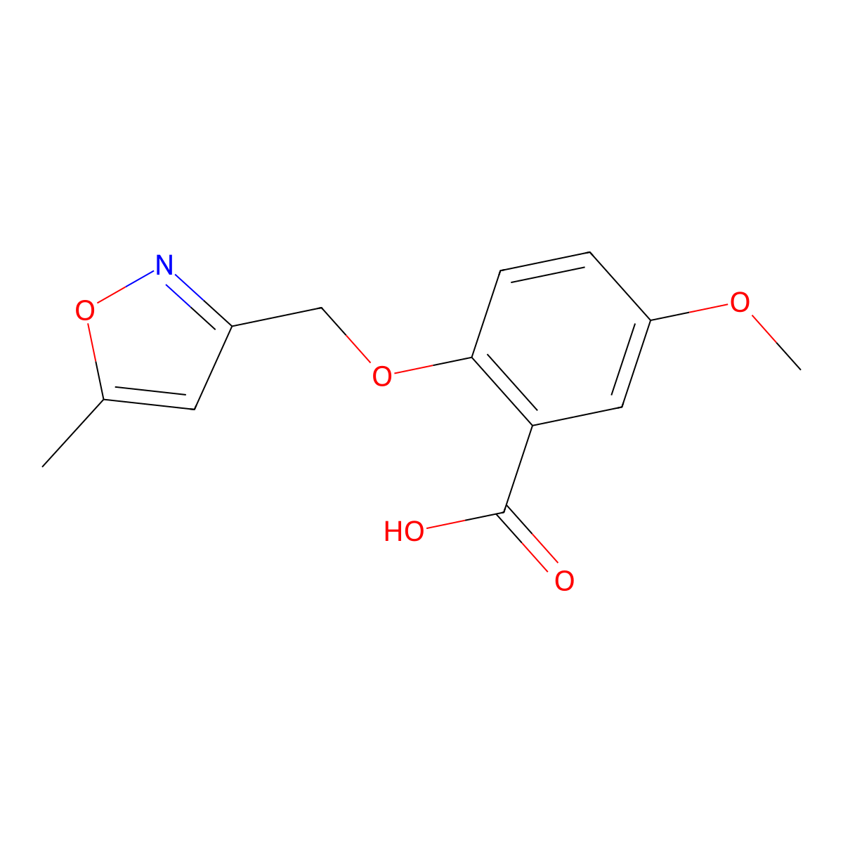 5-Methoxy-2-[(5-methyl-1,2-oxazol-3-yl)methoxy]benzoic acid molecular structure, CAS 1049610-16-3