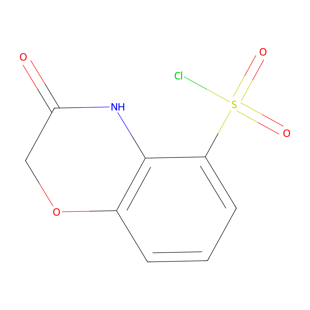 3-oxo-3,4-dihydro-2H-1,4-benzoxazine-5-sulfonyl chloride molecular structure, CAS 1049652-25-6