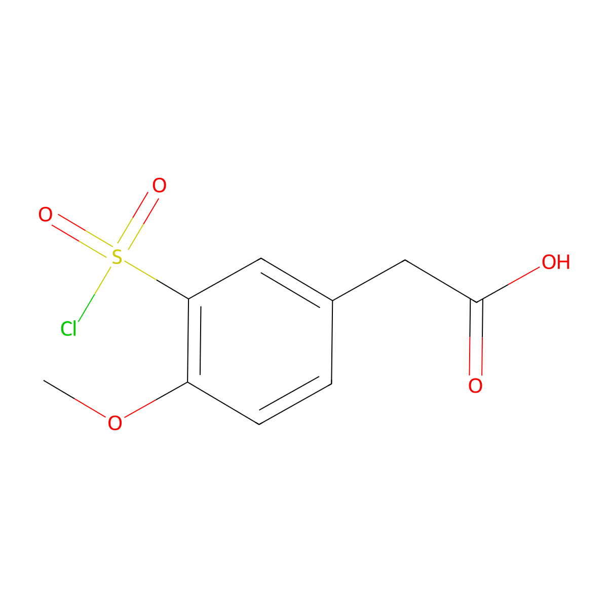 [3-(Chlorosulfonyl)-4-methoxyphenyl]acetic acid molecular structure, CAS 104967-35-3