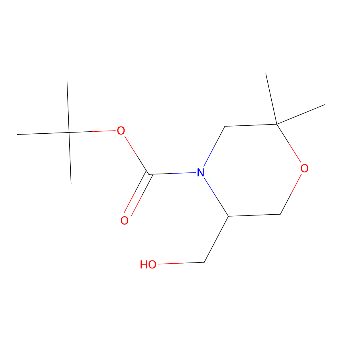 tert-Butyl 5-(hydroxymethyl)-2,2-dimethylmorpholine-4-carboxylate molecular structure, CAS 1049677-41-9