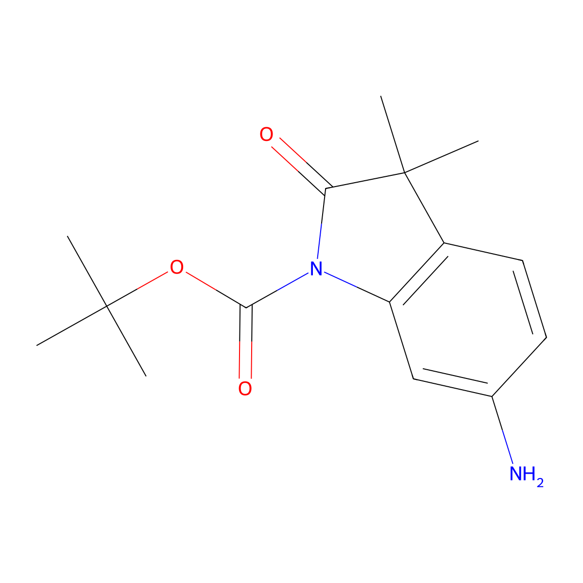 1-Boc-6-Amino-3,3-dimethyl-2-oxo-2,3-dihydroindole molecular structure, CAS 1049677-44-2