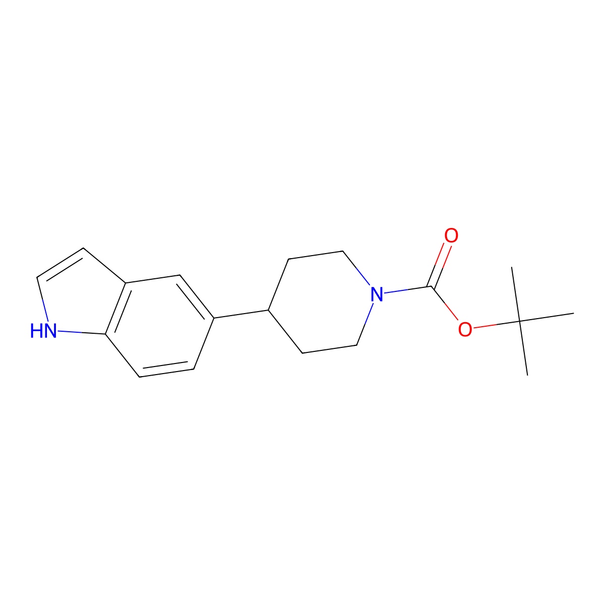 tert-butyl 4-(1H-indol-5-yl)piperidine-1-carboxylate molecular structure, CAS 1049677-53-3